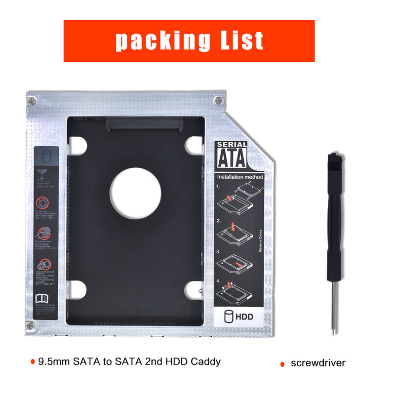 TISHRIC Universal Aluminum HDD Caddy 9.5 12.7mm SATA 3.0 To SATA 2.5" SSD OptiBay HDD Case  Metal For Laptop ODD CD-ROM DVD-ROM