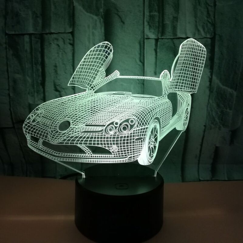 슈퍼 자동차 3D LED 야간 조명 LED USB 책상 테이블 램프 7 색 변경 터치 원격 제어 홈 장식 소년 선물