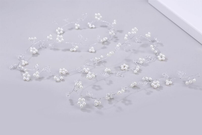 Diadema de Boda nupcial de moda, hecho a mano de perlas y cristales, accesorios para el cabello de boda, extensión de pelo para boda 2019