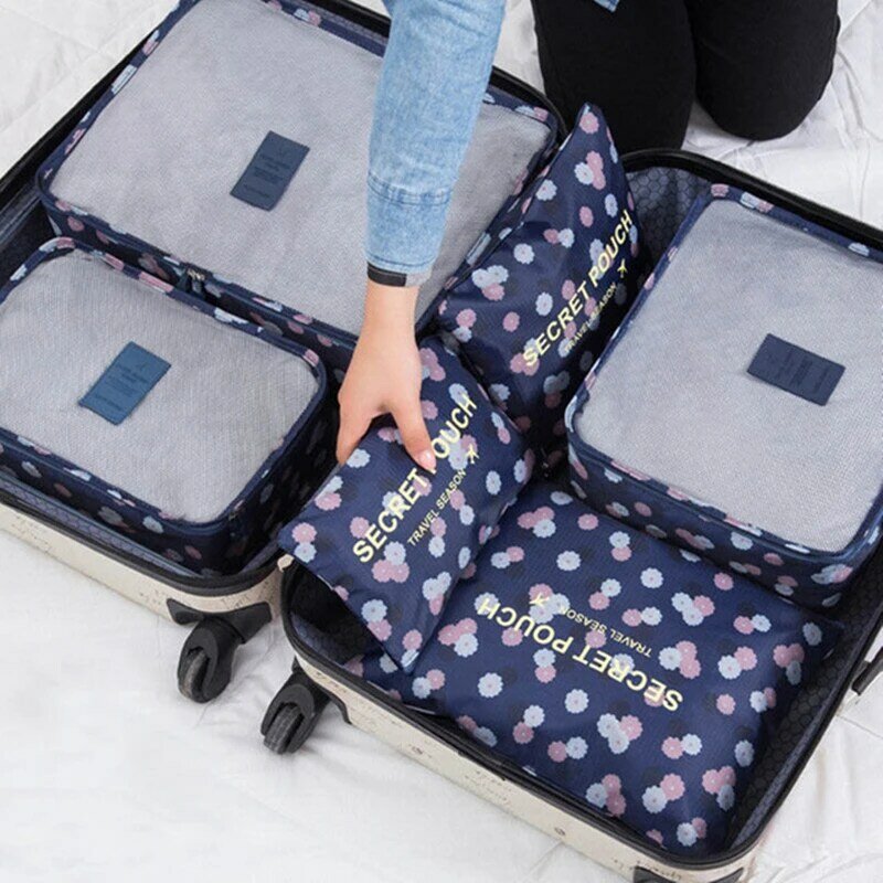 Rupeter-bolsas organizadoras de equipaje de viaje, organizador de embalaje de proyecto impermeable, bolsas de viaje, ropa, accesorios de viaje, 6 unids/set