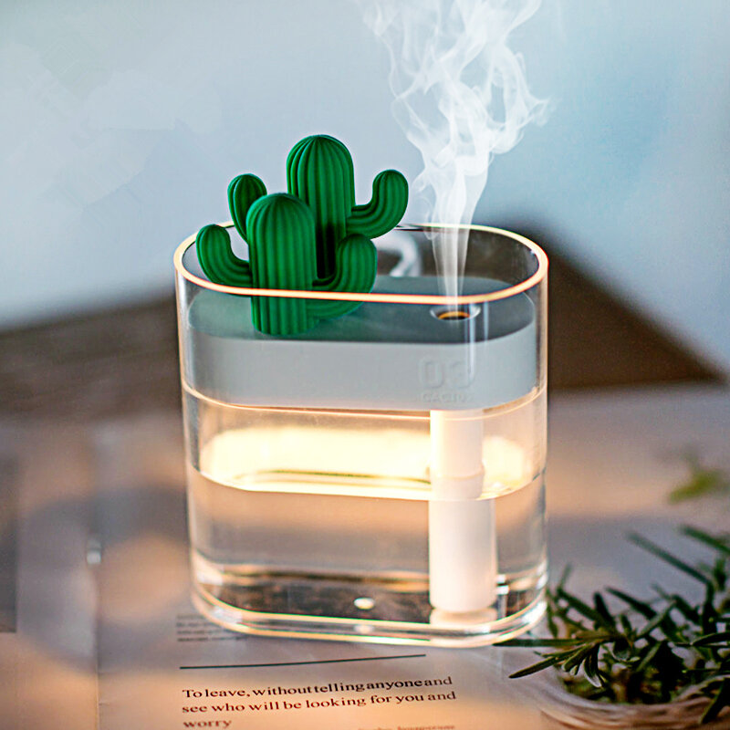 160ML Ultraschall-luftbefeuchter Klar Kaktus Farbe Licht USB Ätherisches Öl Diffusor Auto Purifier Aroma Diffusor Anion Nebel Maker