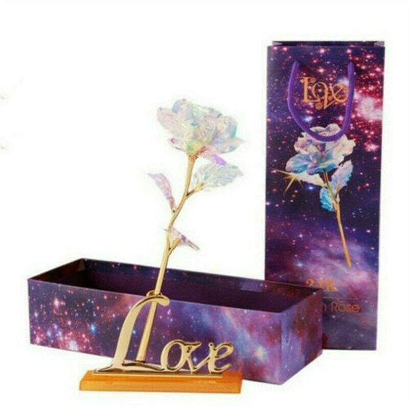 Galaxy Emas Foil Bunga Mawar Buatan Hadiah Hari Valentine Hadiah Romantis Bunga dengan Dasar Cinta Hadiah Ulang Tahun Ulang Tahun