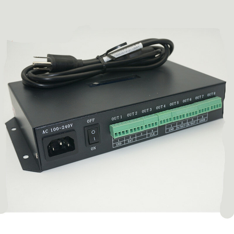 Contrôleur de module led en ligne WS2801 WS2811, T-500K 6812 8806 APA102, contrôleur de 8ports, supporte jusqu'à 300000 pixels