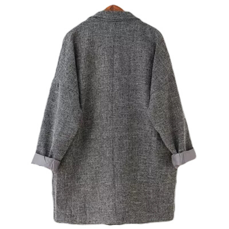 Blazer ajustado para mujer, Chaqueta de traje a cuadros, color caqui y gris, informal, Vintage, talla grande, L104, 2018