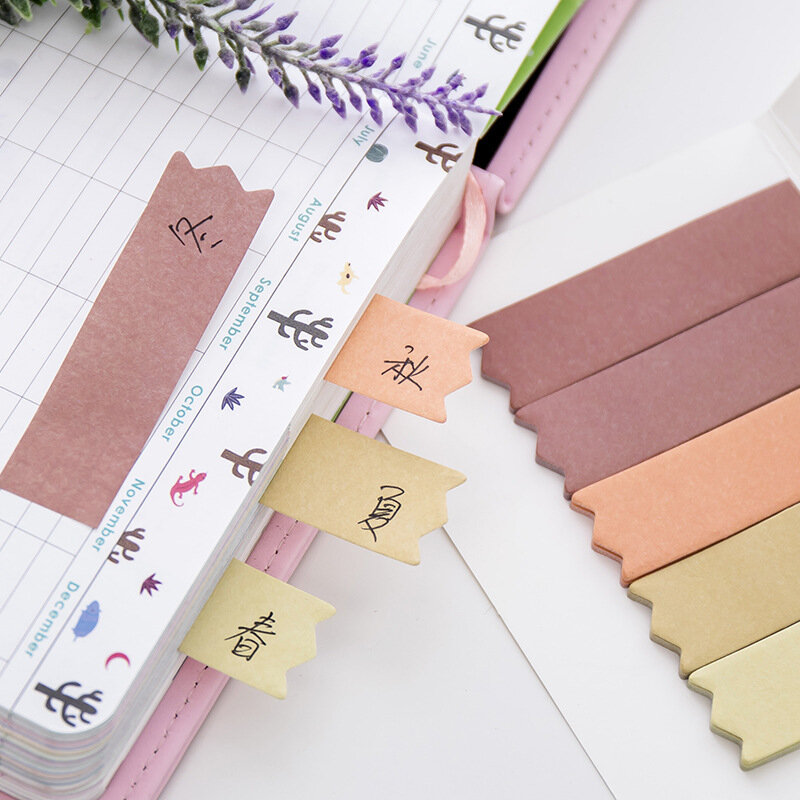 Notas pegajosas coloridas gradiente bloco de notas, bonito planejador colorido página de índice adesivos papelaria material escolar