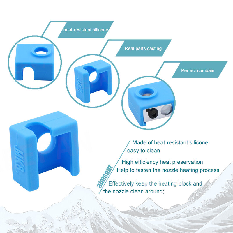 mk8 silicone sock case for heat block 3d printer parts