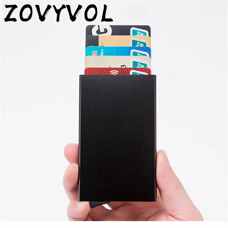 Zovyvol-carteira masculina com bloqueio rfid, automática, alumínio, fina, mini, fina, porta-cartões, porta-cartões, pequena, 6 cores