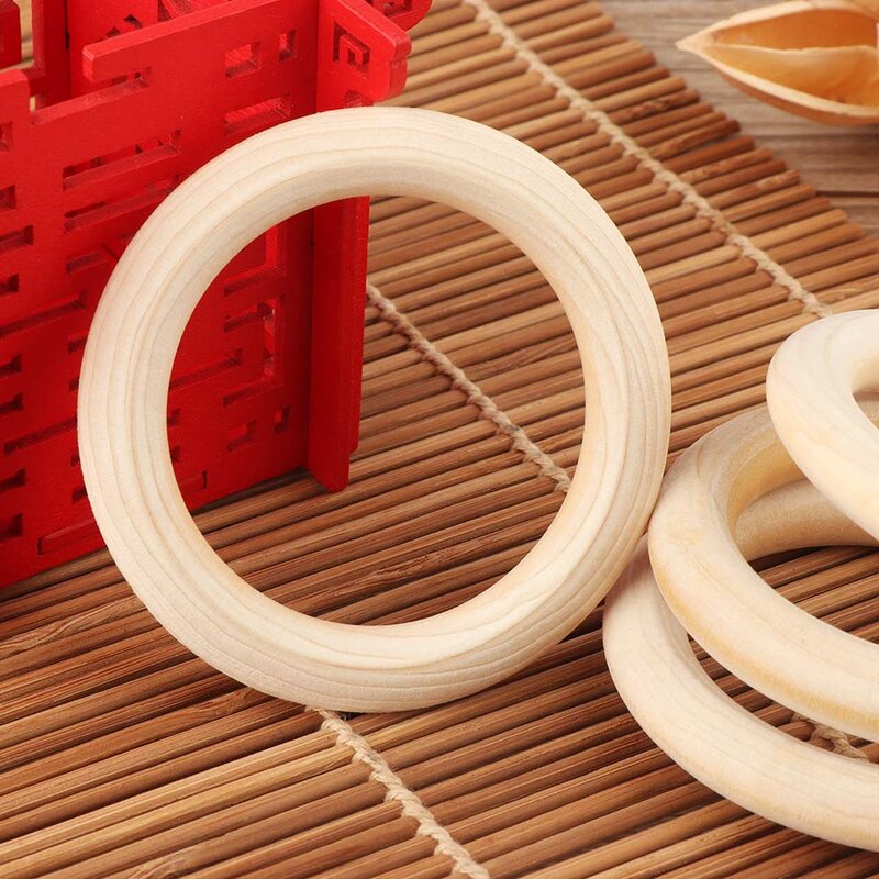 Anello in legno massaggiagengive BPA anello in faggio gratuito anello in legno naturale roditore anello per dentizione giocattolo Montessori fai da te infermieristica regalo per bambini