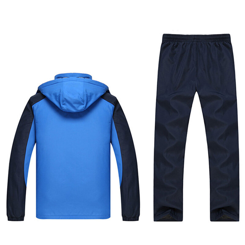 Baru Fashion Pria Musim Dingin Baju Olahraga Menebal Hangat Lambang + Celana Kasual Pria Olahraga Mantel Hoodie Jaket Set Plus ukuran 6XL