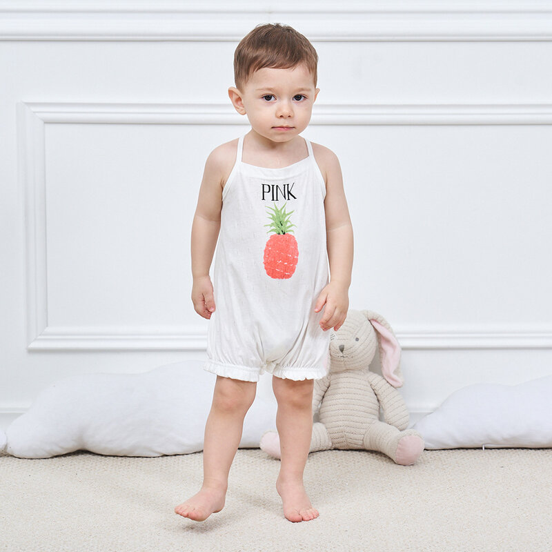 Newborn Baby Sling Rompers Summer Thin Soft Cotton Friut Clothes Infant Jumpsuits Sleeveless Boys Girls Clothing