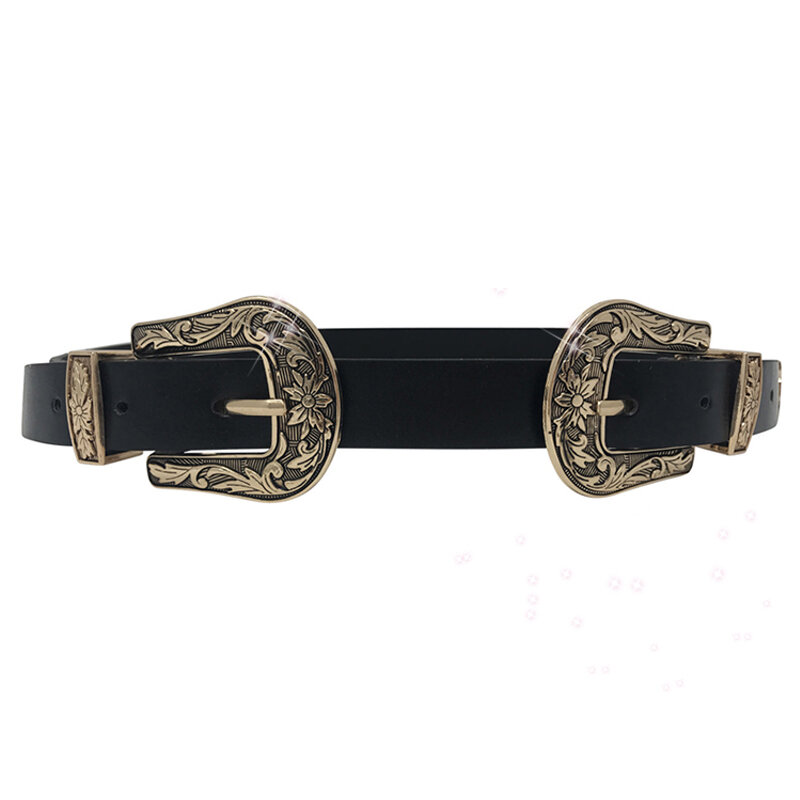 Toyota osky-Cinturón de cuero negro para mujer, cinturón occidental con hebilla de Metal, cinturones calientes para mujer, marca de diseñador de lujo