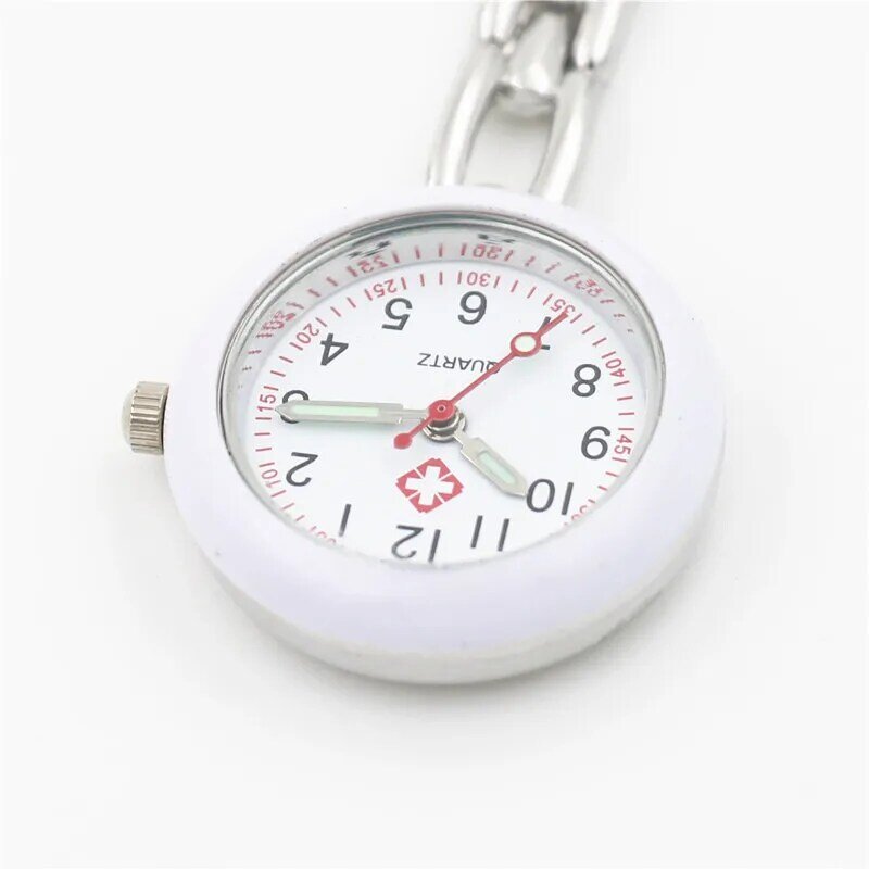 Protable Nurse Watches With Clip Red Cross Brooch Pendant Pocket Hanging Doctor Nurses Medical Quartz Watch  TT@88