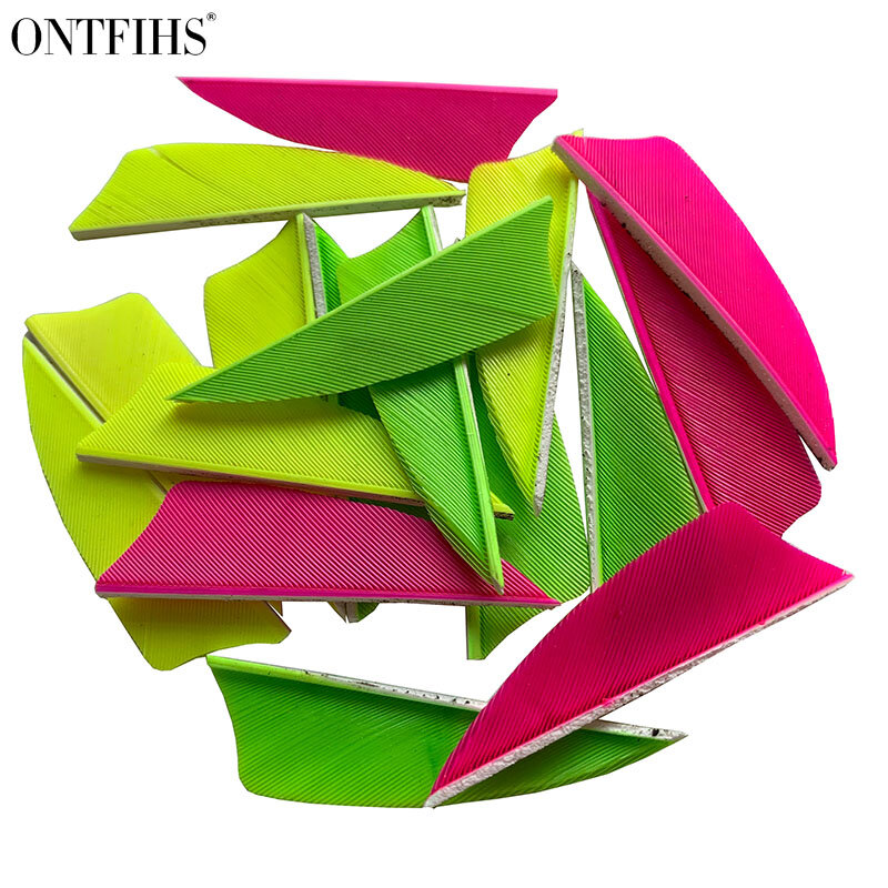 ONTFIHS-새로운 2 인치 쉴드, 여러 가지 빛깔의 양궁 플레치, 화살 깃털 플레칭 칠면조 깃털 RW, 100 개