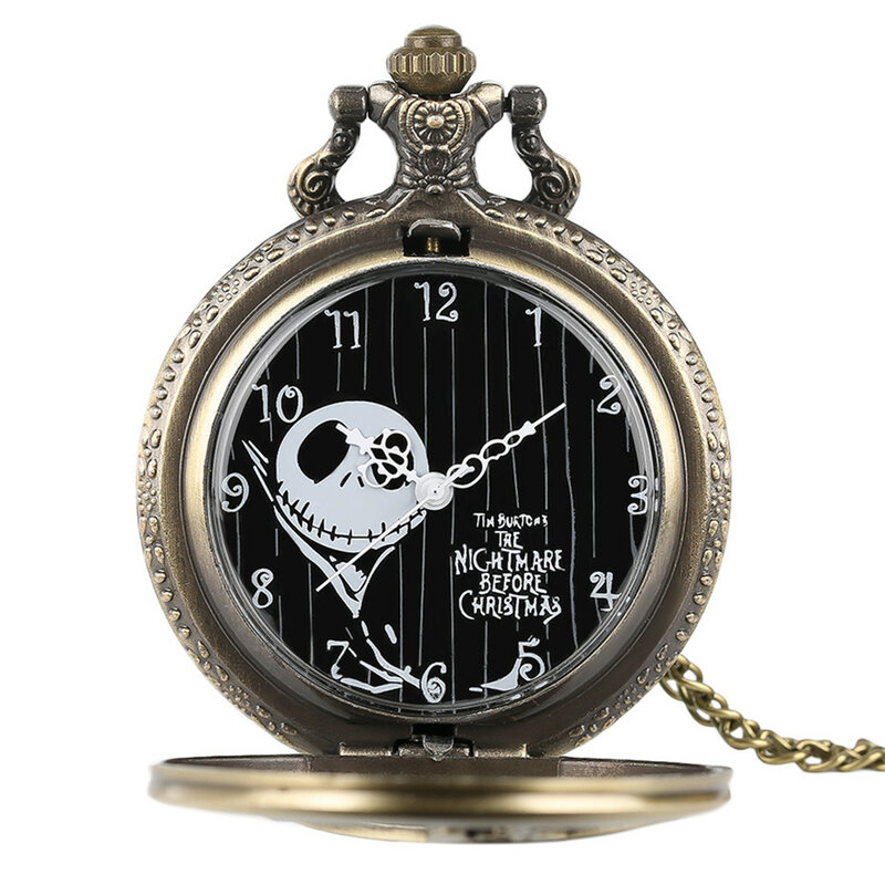 Male Female Pocket Watch The Nightmare Before Christmas Jack Pendant Wacky Necklace Chain Kids Child Gifts jack skellington