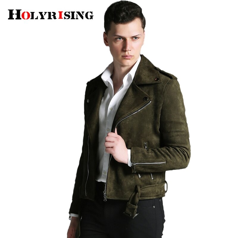 Jaqueta de inverno masculina, casaco de camurça falsa para motocicleta # holyrising #18113
