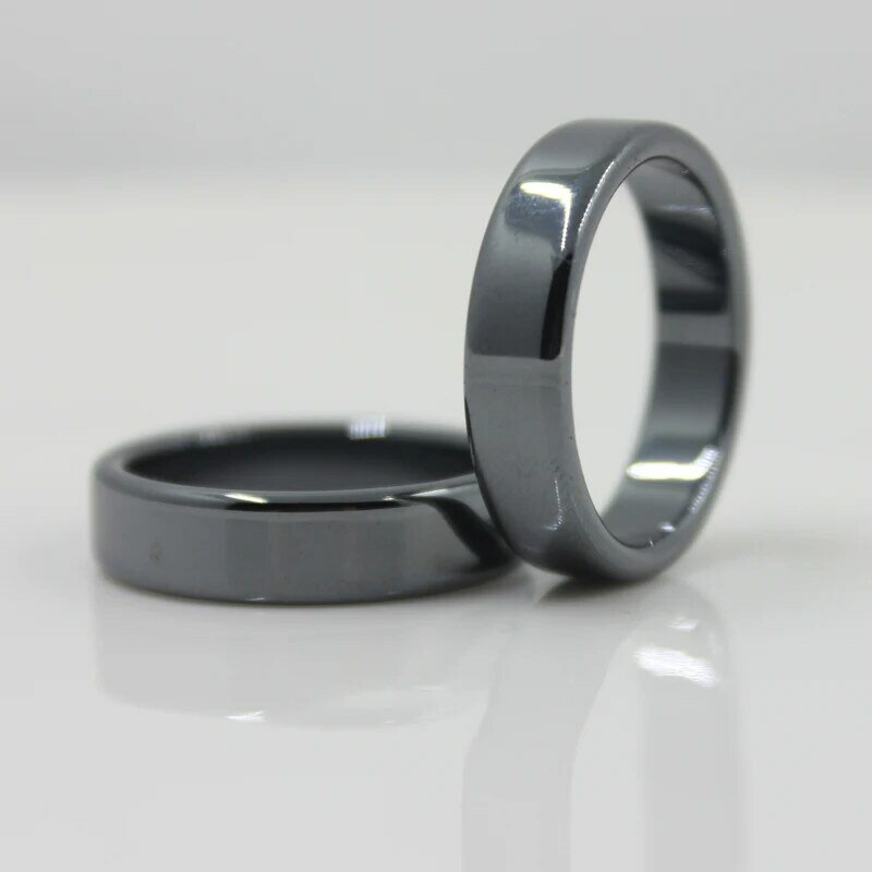 Модные ювелирные изделия класса AAA Качество Гладкие 6 мм ширина плоские гематитовые кольца (1 шт.) HR1002