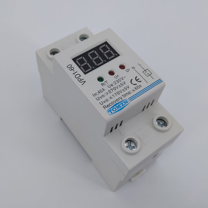 Reconnexion automatique sous tension, 40a, 60a, 220V, dispositif de protection, relais avec voltmètre, moniteur de tension