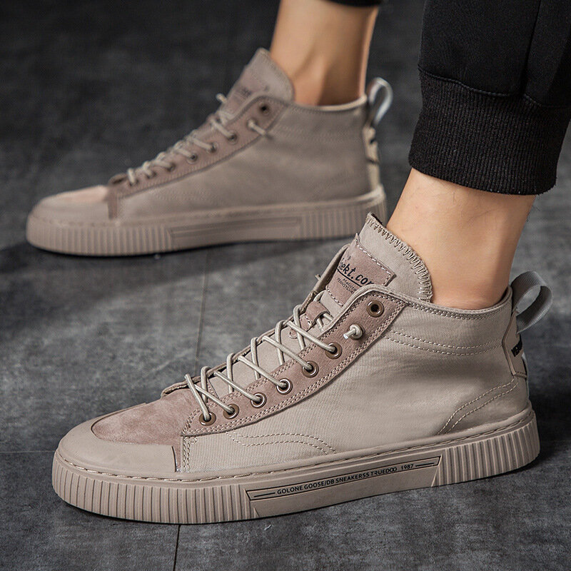 2019 New Hot Men Shoes Fashion  Men Boots Autumn Spring Leather Footwear for Man New High Top Canvas Casual Shoes Men N2-64