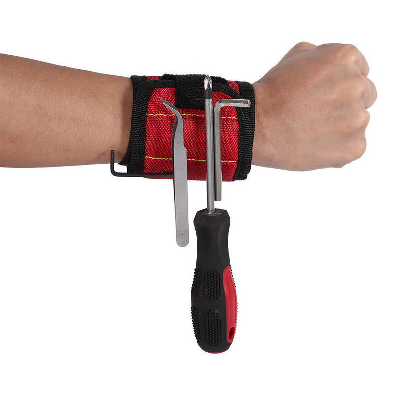 Forte braccialetto magnetico da polso borsa per attrezzi portatile per viti di fissaggio chiodi punte da trapano strumento da polso cinturino magnetico