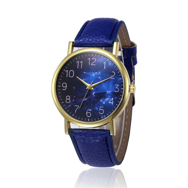 Relógio de pulso feminino luxuoso, venda quente de relógio de marca estrelado, céu, couro, liga, analógico, quartzo, preto, 2019 * e