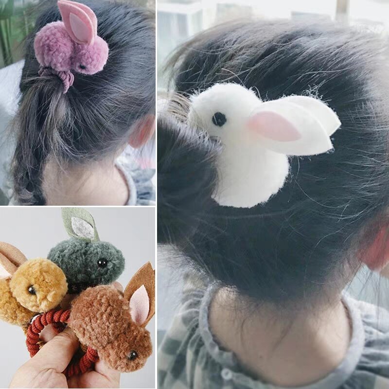 かわいいぬいぐるみウサギのウサギの耳のため女の赤ちゃん弾性ヘアゴムバンド髪リング帽子子供のアクセサリー