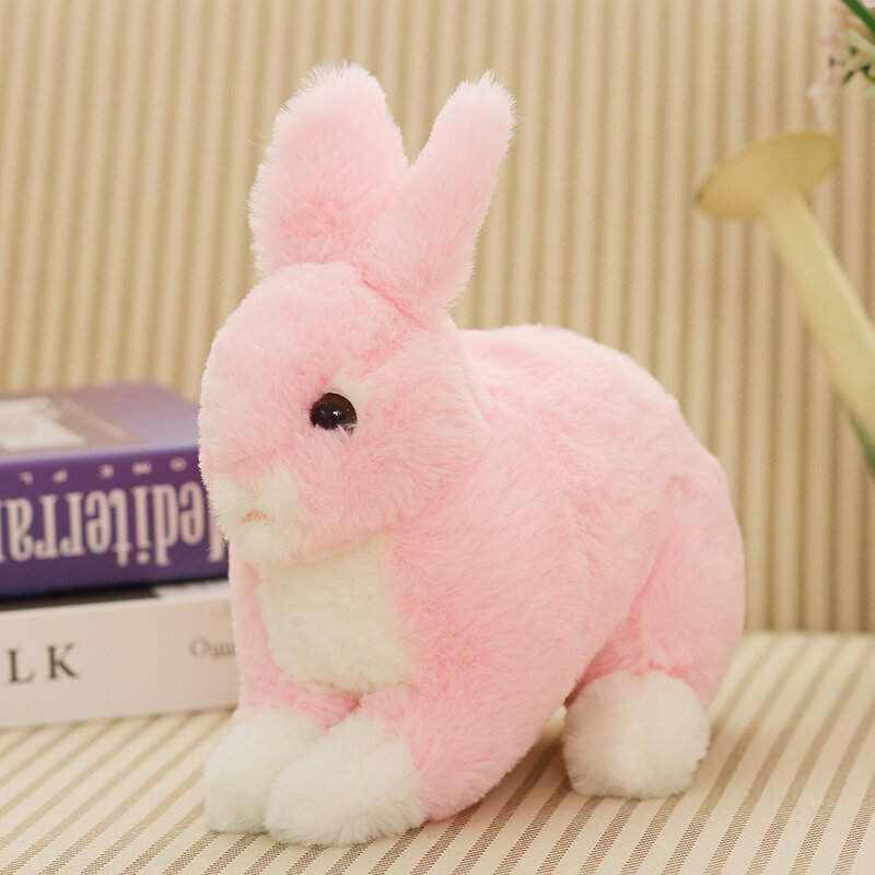 Boneco de pelúcia de coelho branco imitação masculina, boneco de brinquedo de pelúcia para presente de aniversário