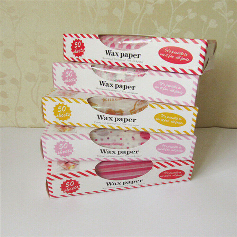 50 Stuks Veel Wax Papier Food Grade Vet Papier Voedsel Wrappers Inpakpapier Voor Brood Sandwich Hamburger Frietjes Oliepapier Bakken gereedschap