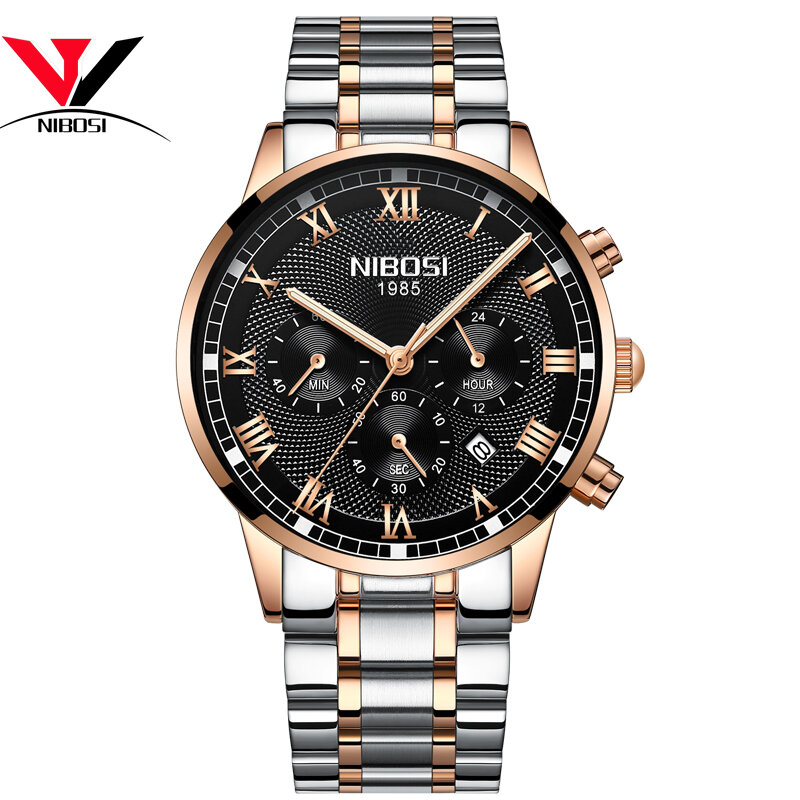 NIBOSI męskie zegarki sportowe mężczyźni wodoodporna luksusowa marka zegarek 2019 moda pełna stal analogowy zegarek kwarcowy Relogio Masculino