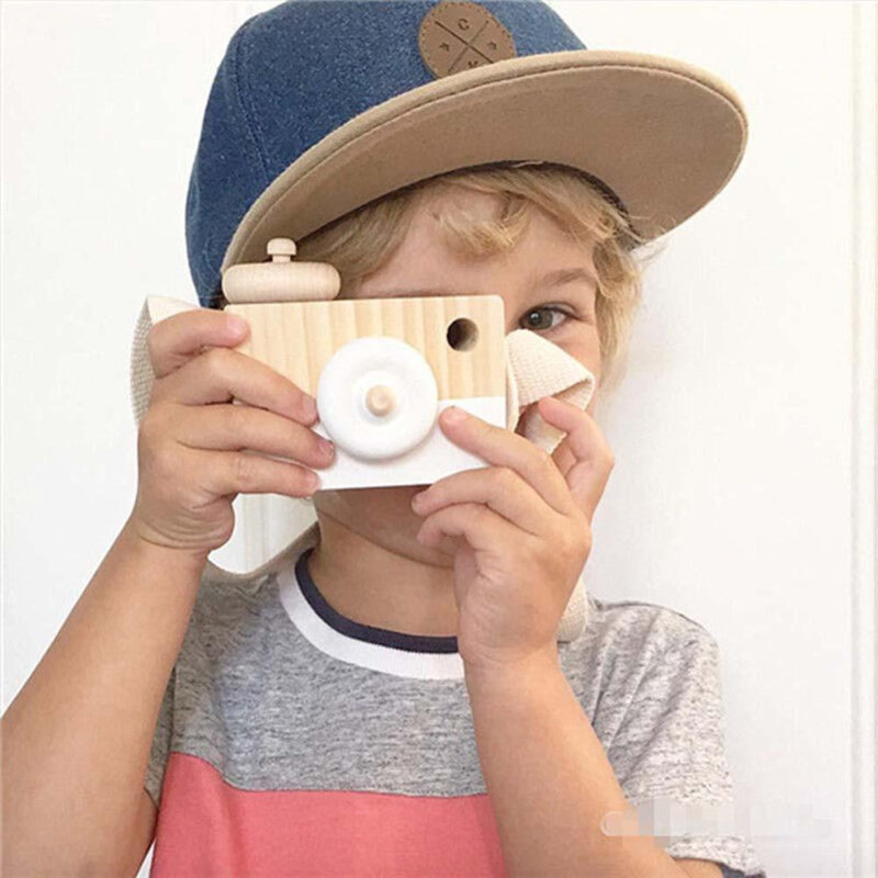 木製カメラ玩具ベビーキッズかわいいクリスマスのギフト子供の創造ネックカメラ写真人気の家の装飾玩具ドロップシッピング
