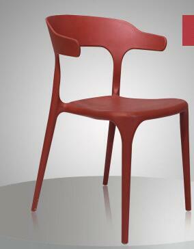 Plastic chair. Can be stacked with family dining chair. Recreational office coffee shop chair.