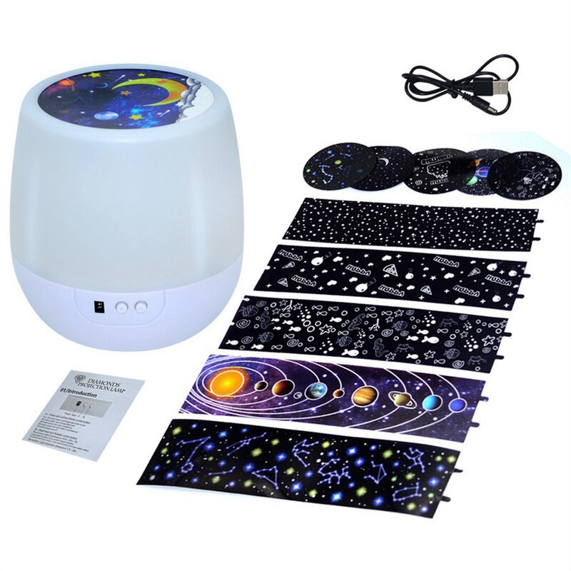 Bunte Starry Sky Projektor Nachtlicht Rotation Sternen Mond Nacht Lampe USB Lade Für Geburtstag Geschenk Romantische Baby Kinder