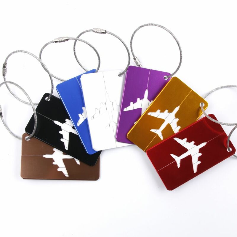 Étiquettes de bagages en aluminium, accessoires de voyage créatifs, porte-adresse d'identification de valise, étiquette Portable pour bagages