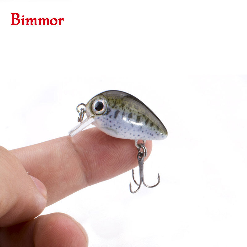 Bimmor 1 unids/lote 1,8g 3cm Topwater 0,1-0,5 m japonesa Japón Mini Crankbait 1 cebos con plástico caja de pesca con mosca señuelo loco Wobbler