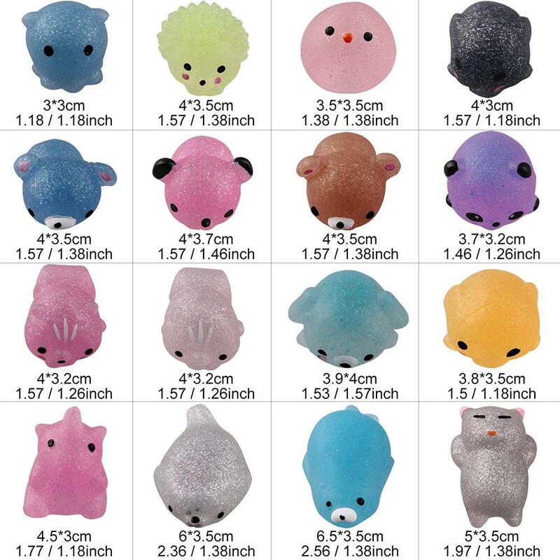 RCtown 30Pcs Mochi Squishy Toys Glitter Mini Animal Shaped Squishies Toys Party Favors for Kids Stress Relief Toys Xmas Gifts