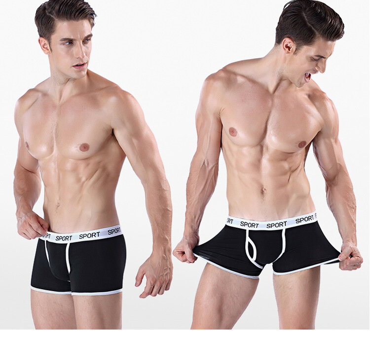 Men's Cotton Fashion Sexy Solid Boxer Underwear Cueca Boxershorts under panties