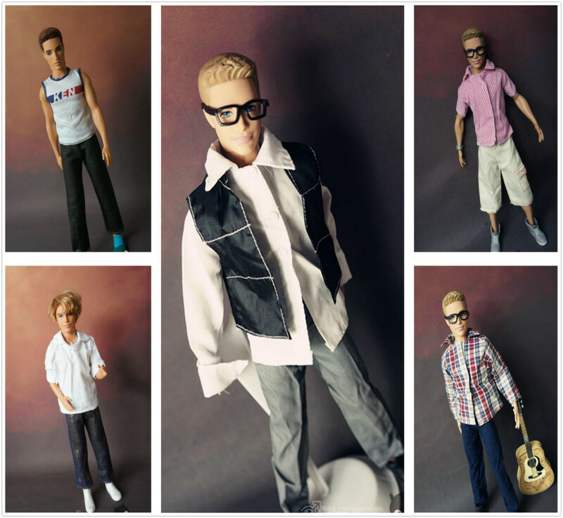1Set Pakaian Mantel Kain Katun Pria Pakaian Kasual Pakaian Setelan Olahraga untuk Barbie Pacar Ken Pangeran Ken Boneka Pakaian Hadiah Anak Laki-laki