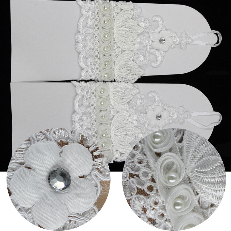 Zuoyting-قفازات زفاف من الكروشيه مع اللؤلؤ ، بدون أصابع ، أبيض ، قصير ، إكسسوار زفاف 19