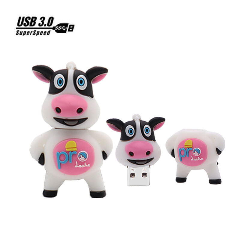 USB 3.0 flash pen drive 8GB 16GB 32GB 64GB cartoon cow pendrive memory stick Personalized gift real capacity usb flash drive