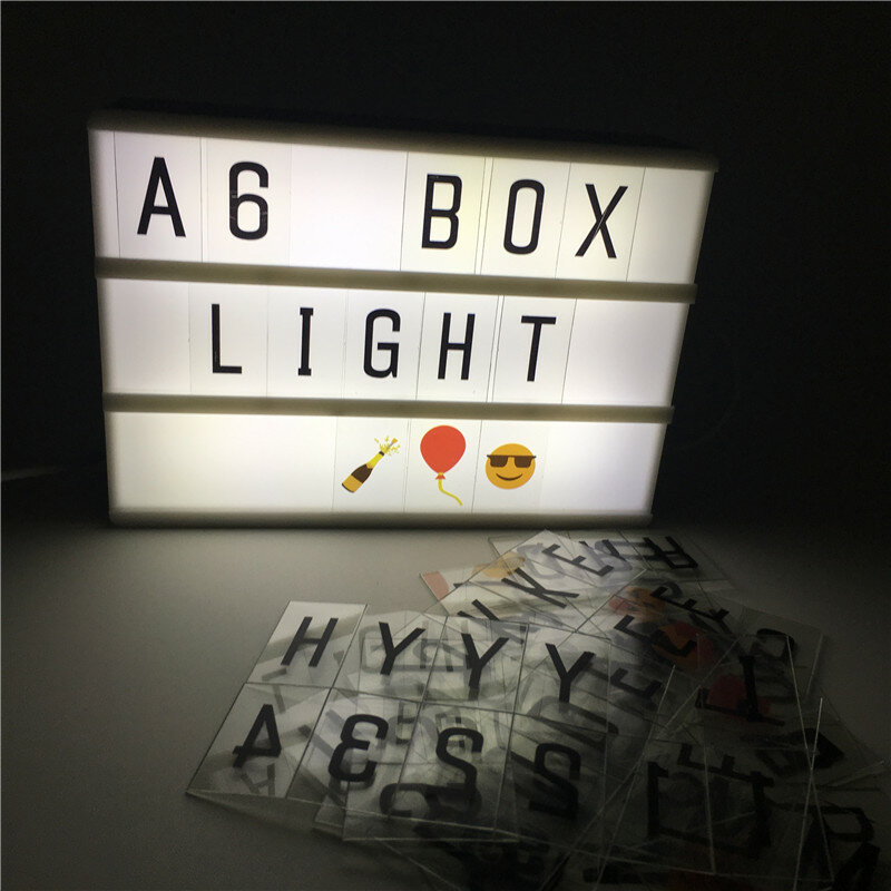صندوق إضاءة سينمائي محمول للأطفال ، مقاس A4 ، A5 ، A6 ، لوحة رسائل بأحرف سوداء/أرقام AA ، بطارية