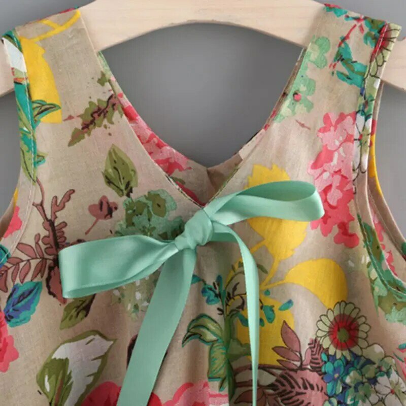 Ensemble de vêtements pour enfants filles, imprimé Floral, sans manches, doux, gilet + short, tenue d'été