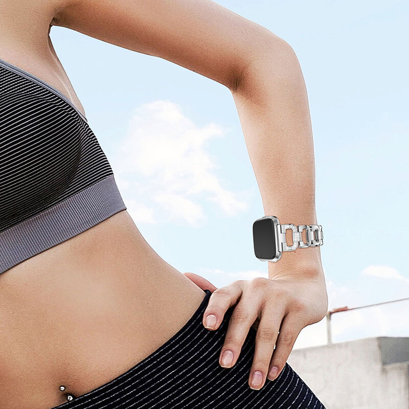 Link Armband Voor Fitbit Versa Band Band Vervanging Riem Roestvrij Staal Smartwatch Voor Fitbit Versa Horloge Accessoires