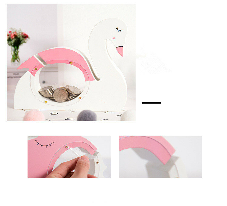 1 PC Creativo Cigno Rosa Piggy Contenitore di Soldi della Banca Del Fumetto Carino Per I Bambini Decorazione Squisita salvadanaio Regalo di Compleanno Dei Bambini MA 030