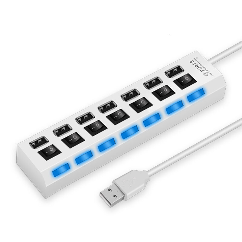 USB 허브 2.0 어댑터 휴대용 4/7 포트 마이크로 USB 2.0 HAB 분배기 노트북 PC 태블릿에 대 한 LED 램프 Extender