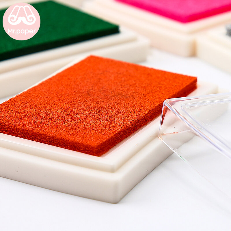 Mr Paper – Bloc d'encre artisanal à base d'huile pour tissu, tampon encreur fait à la main disponible en 15 couleurs, pour peinture au doigt sur papier de bois, outil de scrapbooking et bricolage