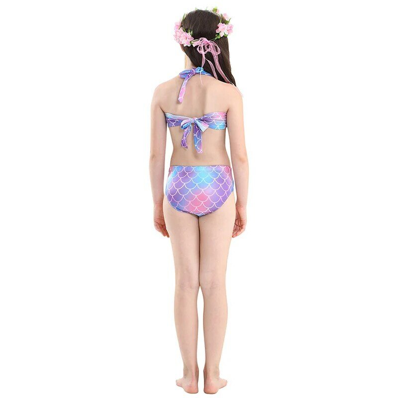3-12Y Mermaid Tails Costumes With Monofin Fin Girls Bikini Set Kids Swimsuit The Little Tail Mermaid Cosplay Costume