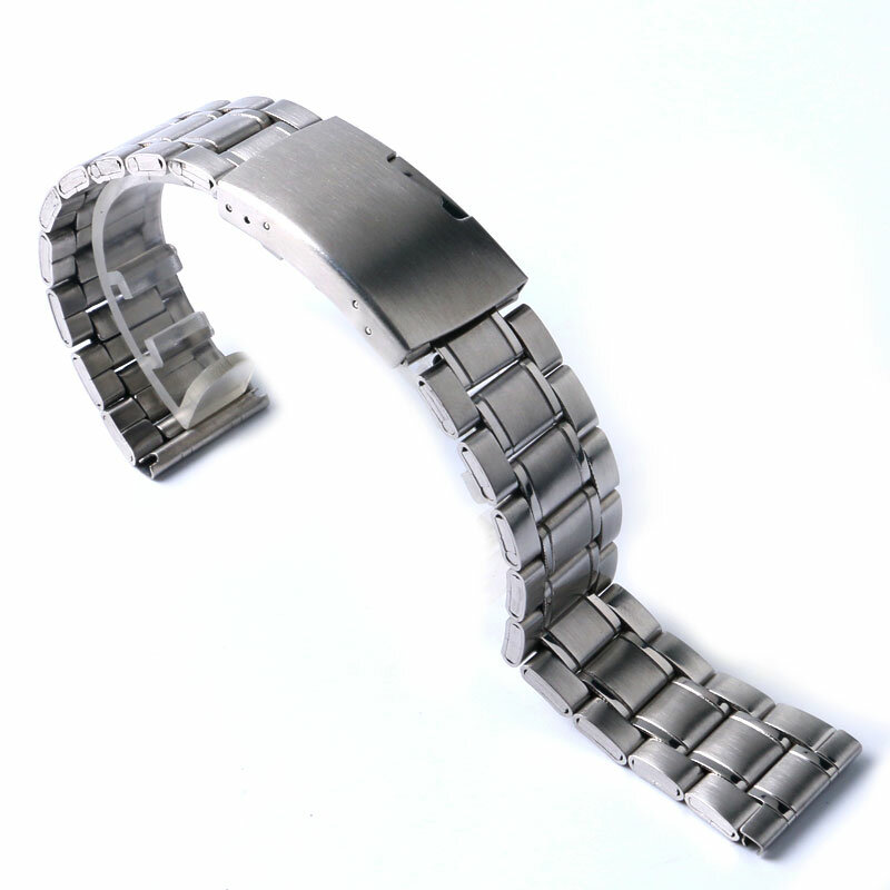 New High Quality Watch Band Womens Men 20mm 22mm Buckle Silver Stainless Steel Watch Band Strap Straight End Bracelet