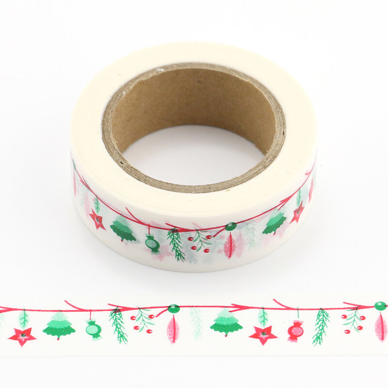 1 unidad de cinta Washi de Navidad, papelería japonesa, cinta adhesiva Kawaii de 1,5x10 metros