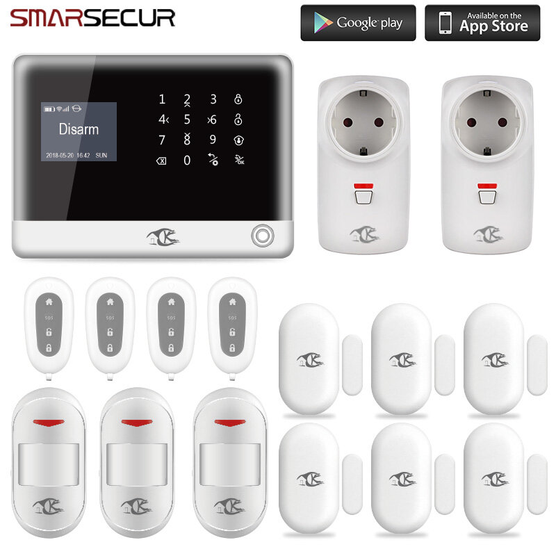 Smarsecur-alarma de seguridad para el hogar, sistema de alarma de seguridad para el hogar con Control por aplicación inalámbrica, WIFI