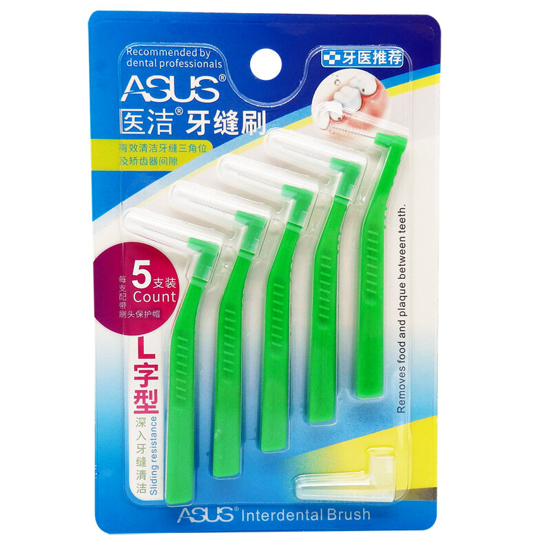 5 pçs/caixa l forma push-pull escova interdental cuidado oral dentes clareamento dental dente picareta dente ortodôntico escova de dente
