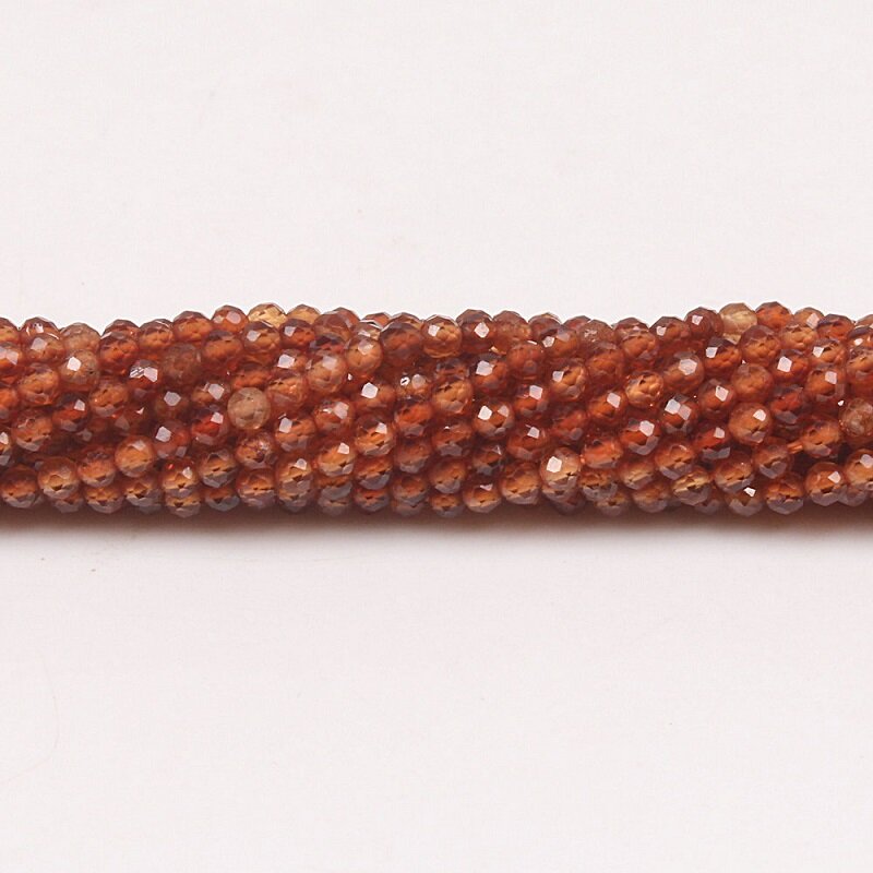 2mm 3mm Natürliche Orange Granat Edelstein Facettierte Runde Lose Perlen DIY Zubehör für Halskette Armband Ohrring Schmuck Machen